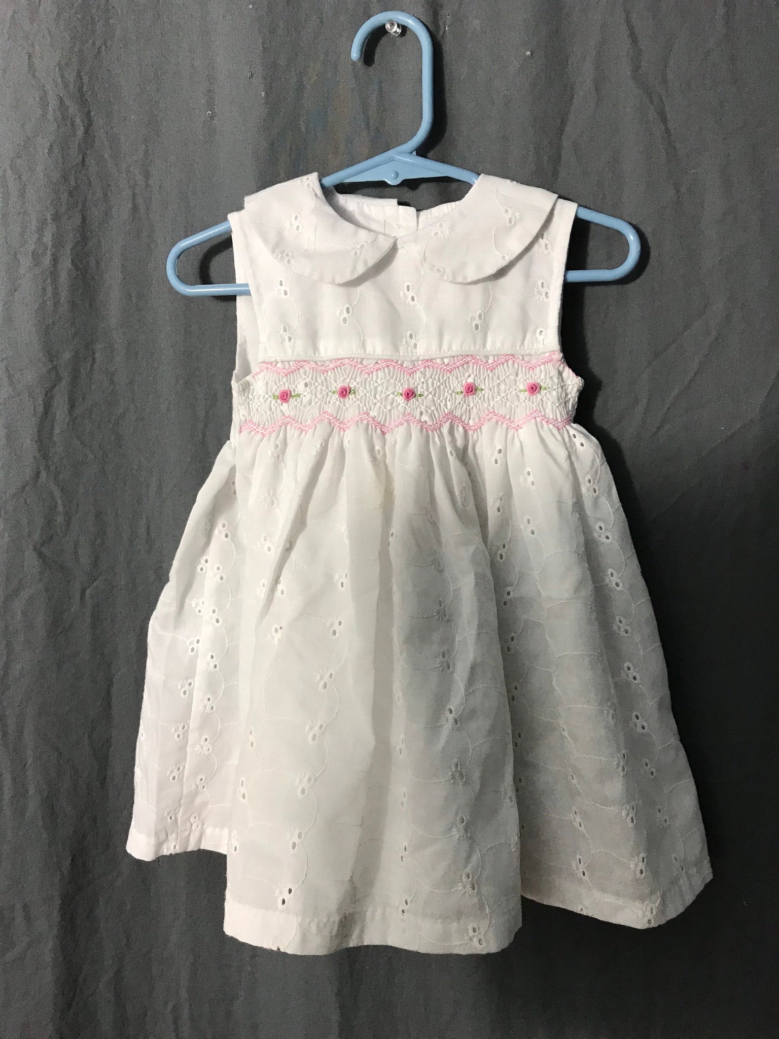 White eyelet smocked Mia Juliana baby dress 18M