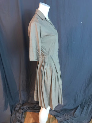 Vintage 1950’s cotton tan shirt dress S