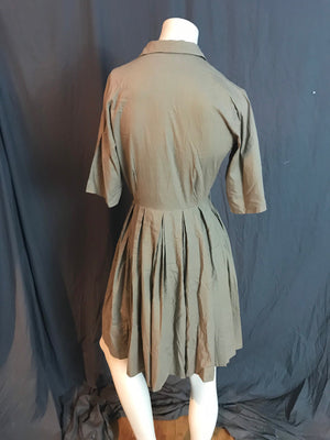 Vintage 1950’s cotton tan shirt dress S