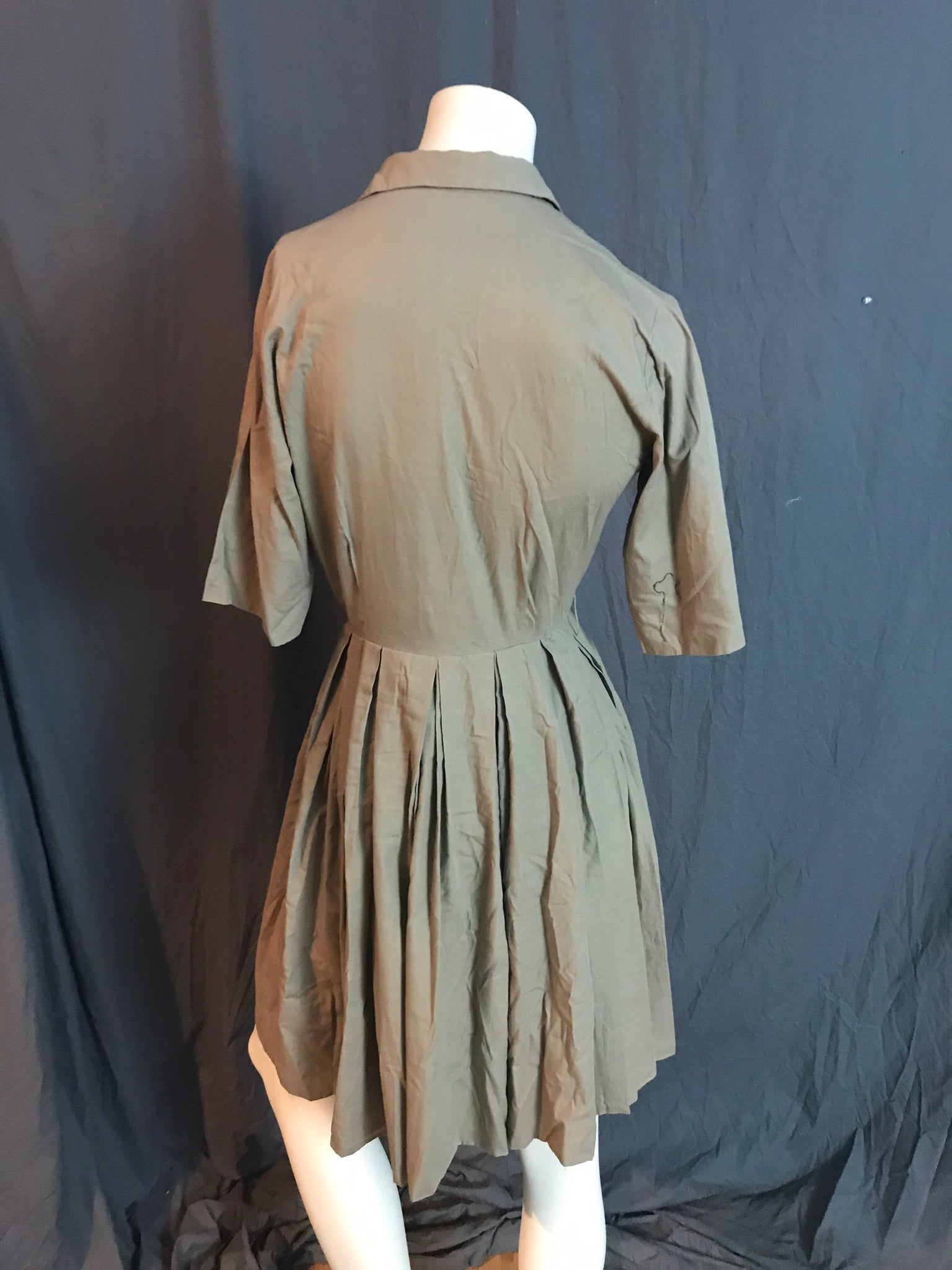 Vintage 1950’s cotton tan shirt dress S