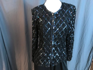 Vintage Stenay black silk bead jacket M