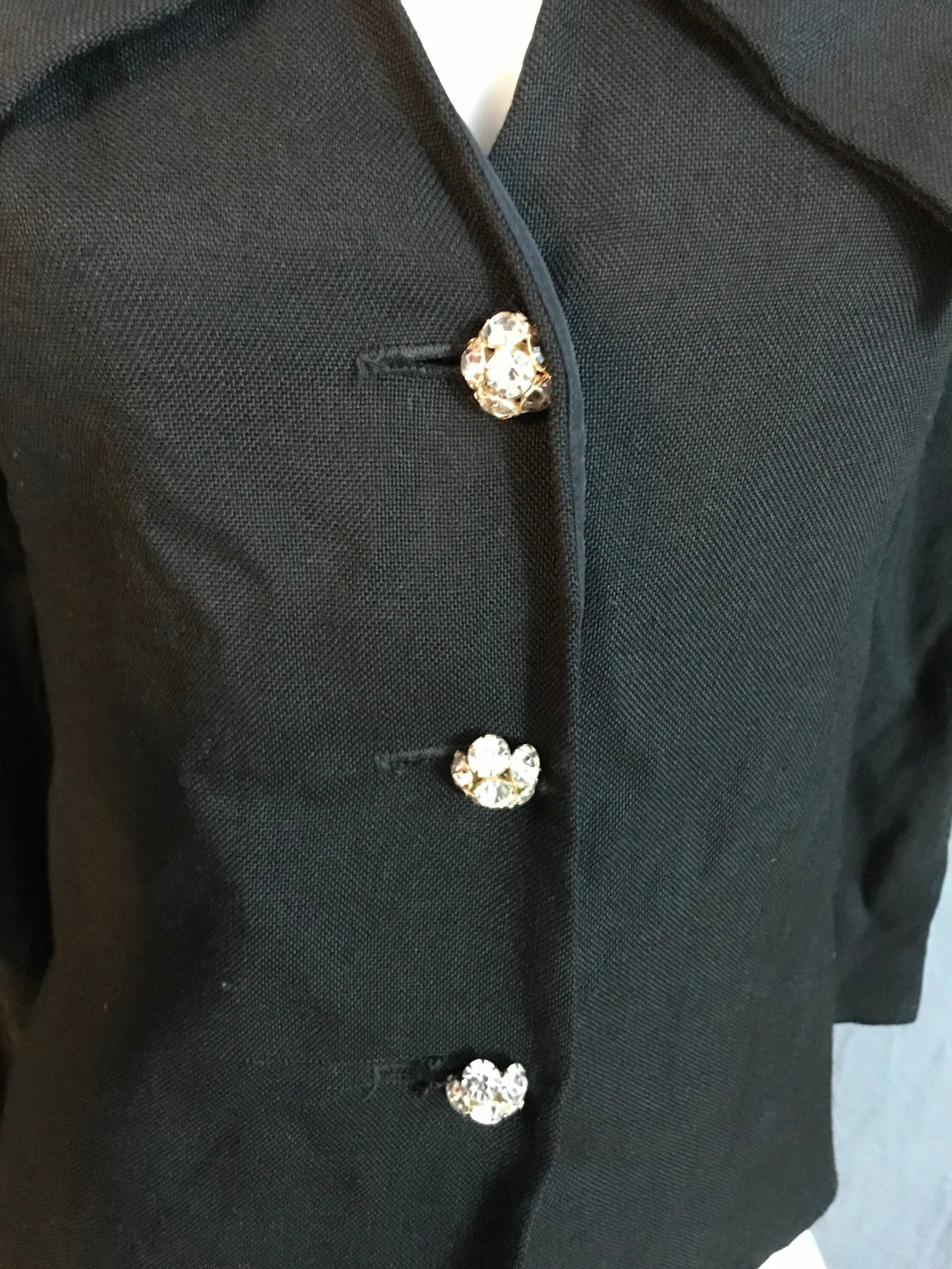 Vintage 1960’s black jacket rhinestone buttons M