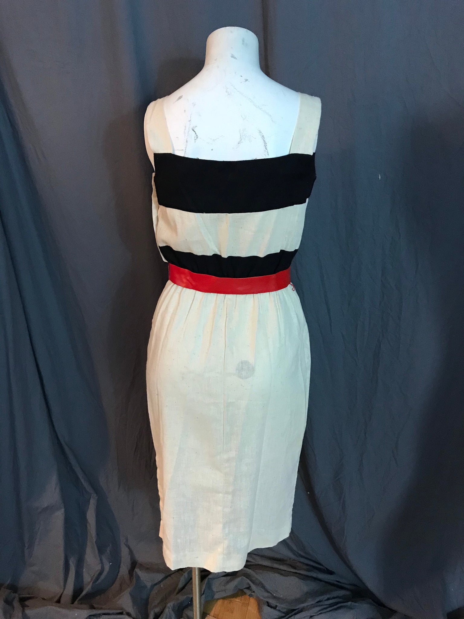 Vintage Melissa Petites 1980’s linen mod stripe dress 8