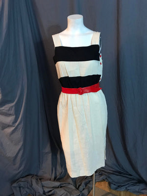 Vintage Melissa Petites 1980’s linen mod stripe dress 8