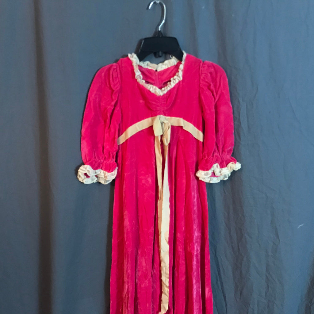 Vintage 1970’s hot pink velvet long hippie dress teen