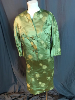 Vintage 1950’s 1960’s green brocade dress with jacket M