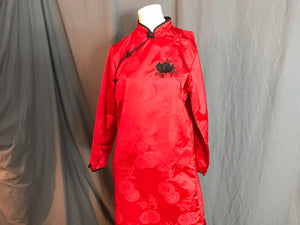 Vintage red Oriental brocade dress costume L