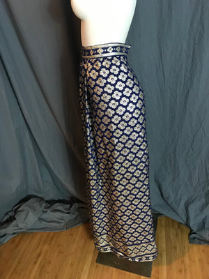 Vintage 1960’s Tina Leser blue and gold long skirt xs