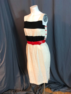 Vintage Melissa Petites 1980’s linen mod stripe dress 8