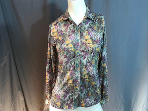 Vintage 1970’s silky women’s floral shirt 34 S