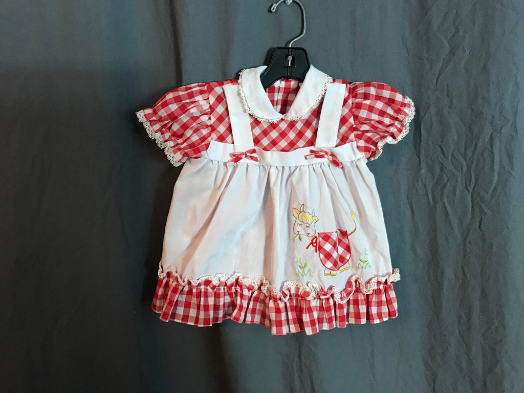 Vintage Cradle Togs red an white gingham cow dress 2