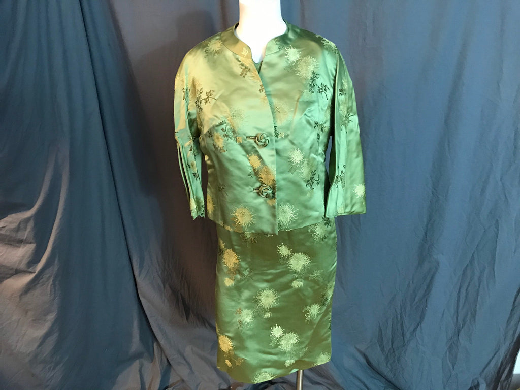 Vintage 1950’s 1960’s green brocade dress with jacket M