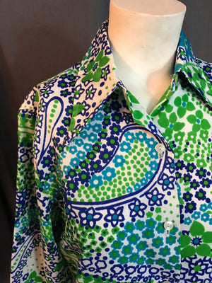 Vintage 1970’s Jonkenny vibrant blouse shirt L