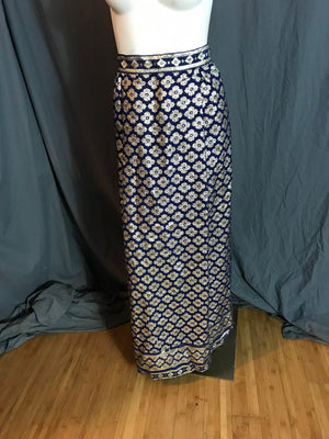 Vintage 1960’s Tina Leser blue and gold long skirt xs