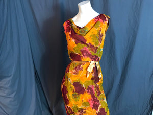 Vintage 1960’s rayon fitted party dress M L