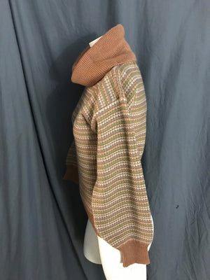 Vintage 60’s 1970’s tan striped acrylic turtleneck sweater S