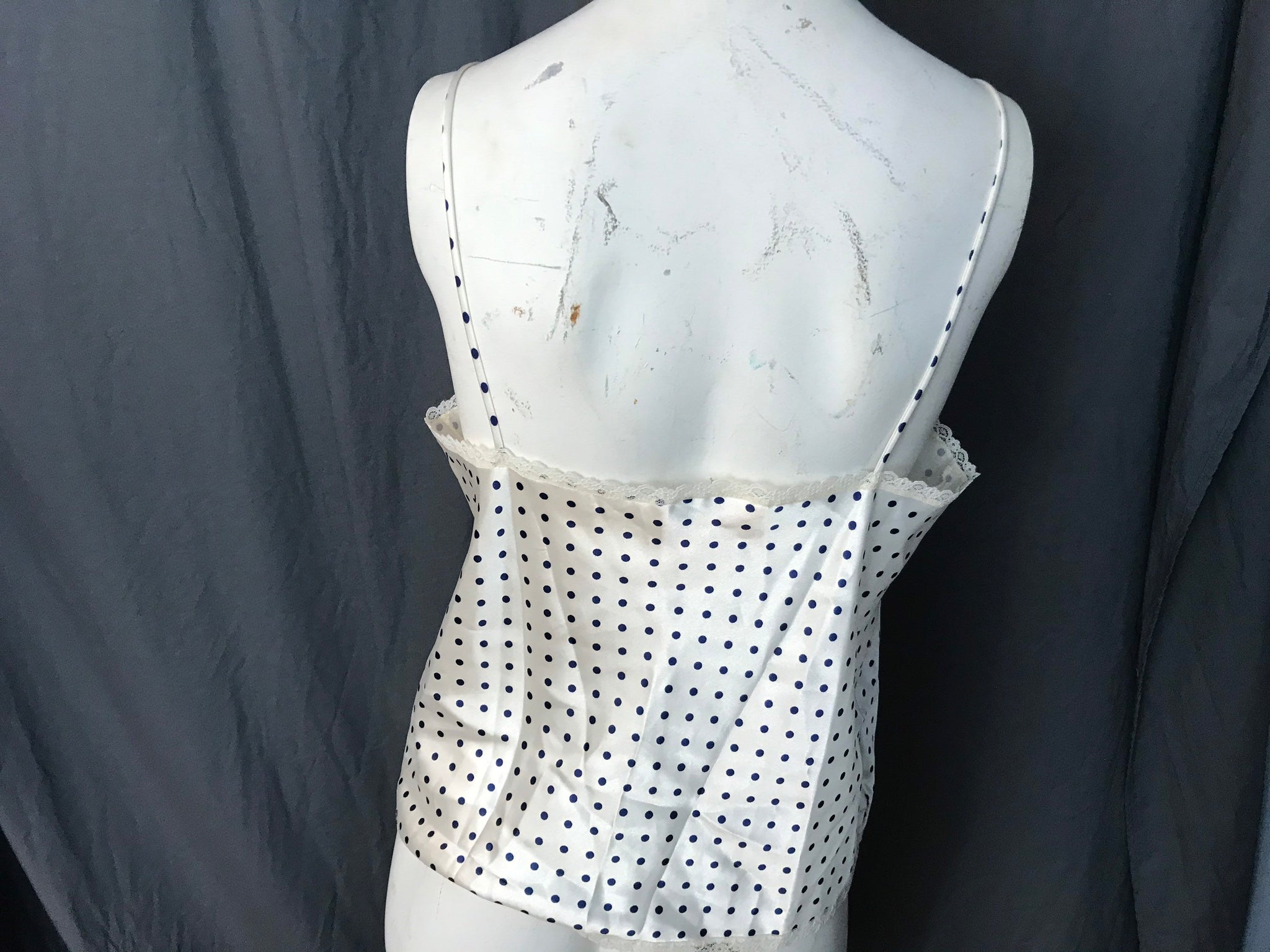 Vintage Lady Manhattan blue polka dot camisole lingerie M