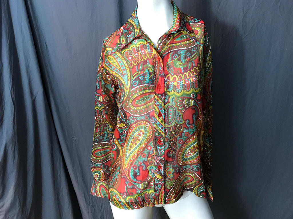 Vintage 1970’s Teddi of California women’s paisley shirt L