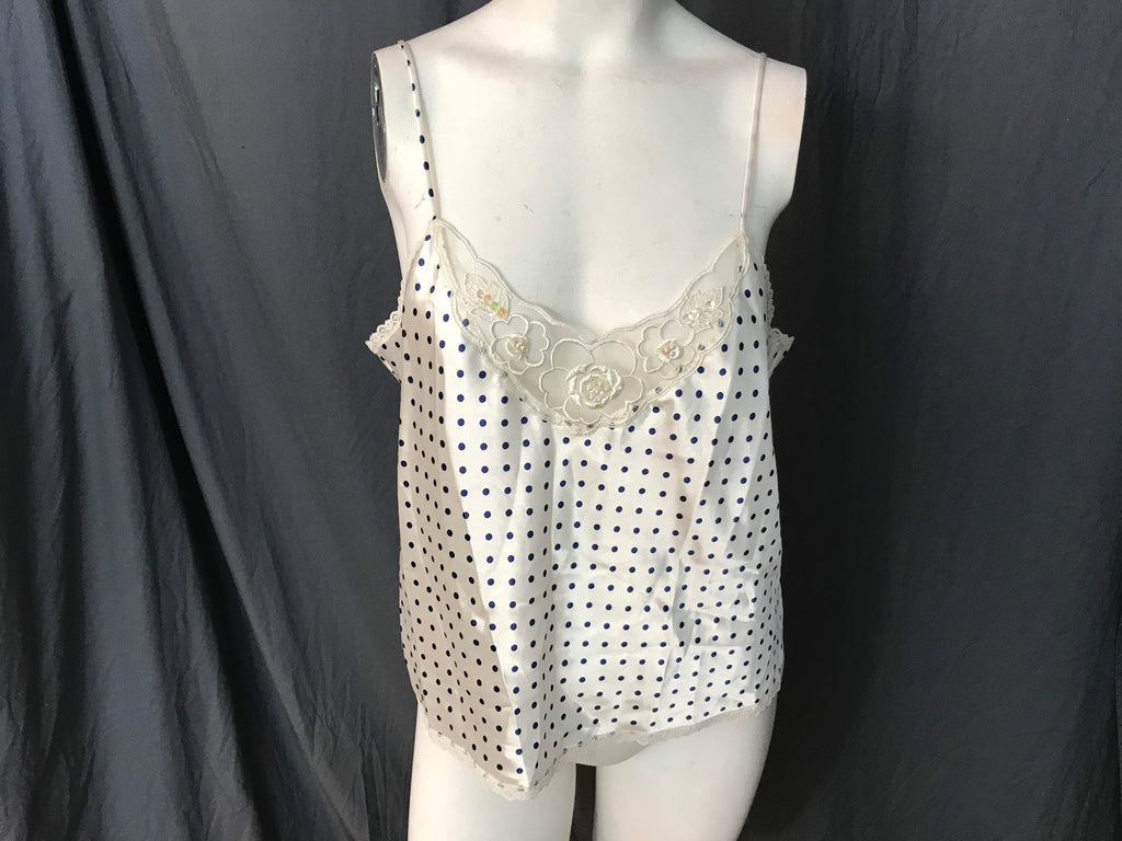 Vintage Lady Manhattan blue polka dot camisole lingerie M