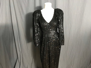 Vintage 1980’s black sequin David Howard for Climax fitted dress 5/6 S