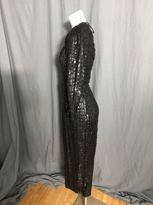 Vintage 1980’s black sequin David Howard for Climax fitted dress 5/6 S