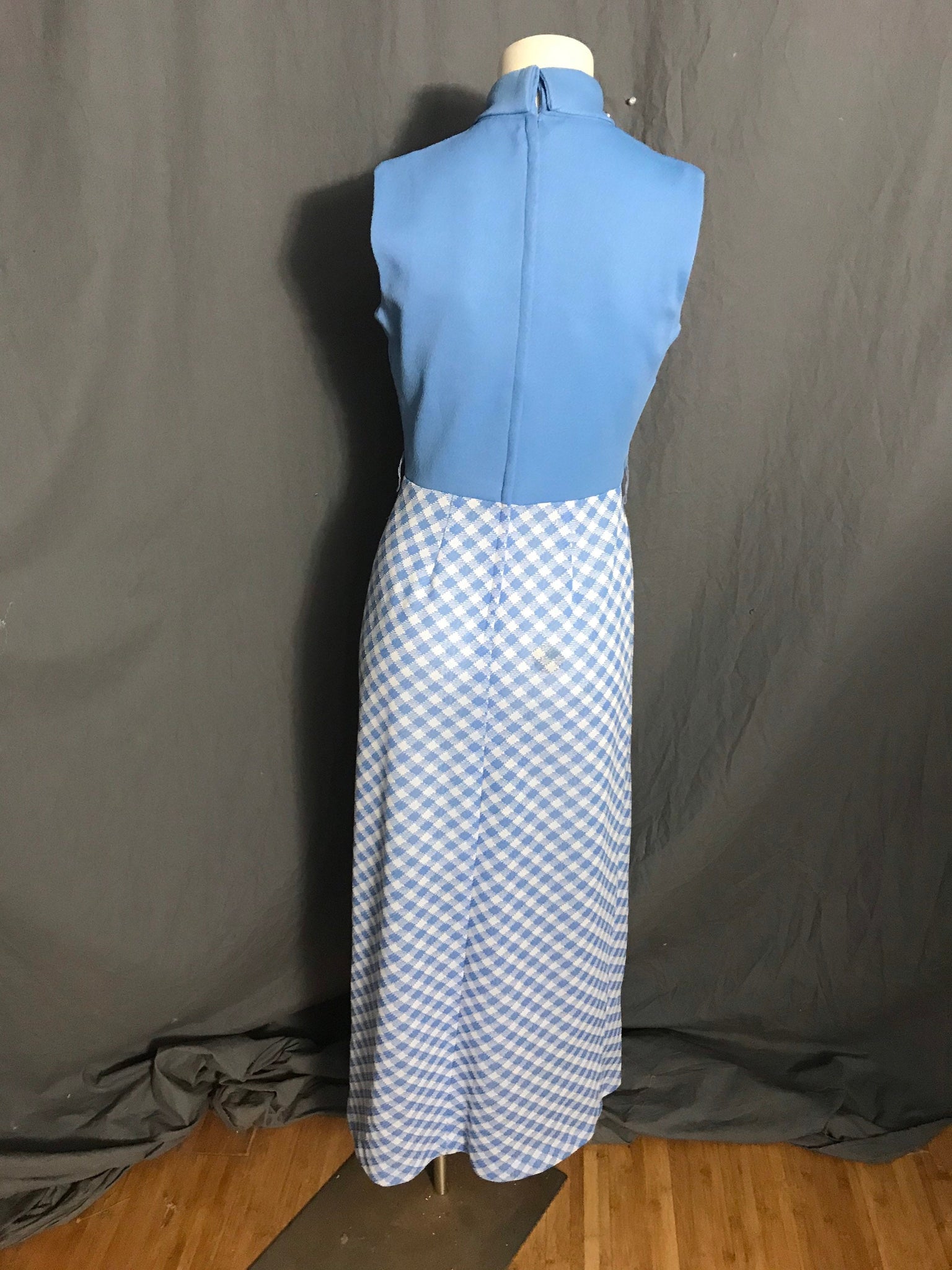 Vintage 1970’s long blue check dress with jacket M