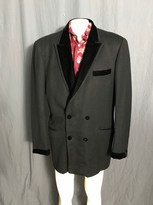 Vintage black Ramona tuxedo suit jacket w/ velvet lapel 46