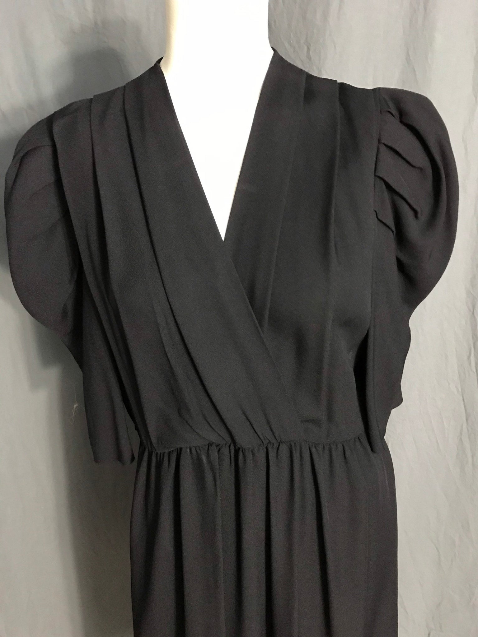 Vintage 70’s 80’s Haberdasher black rayon dress 7 M