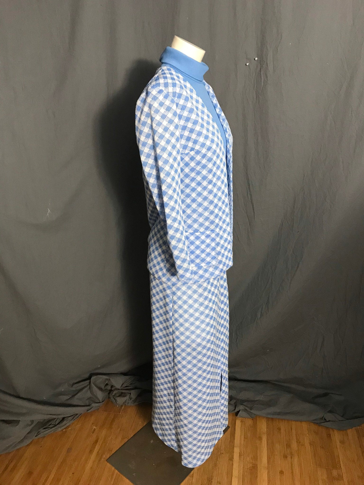 Vintage 1970’s long blue check dress with jacket M