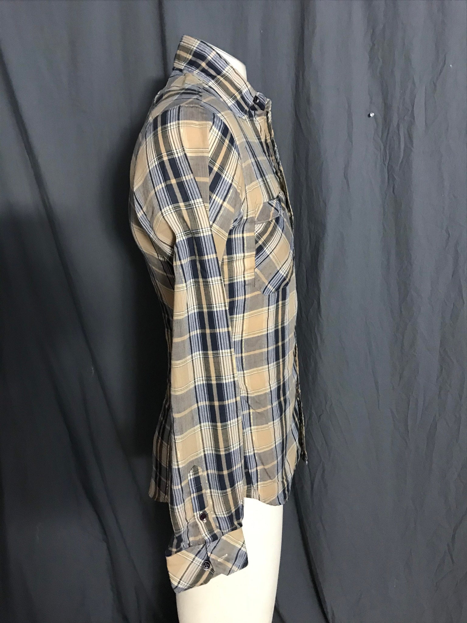 Vintage Wild West plaid 1970’s men’s shirt S