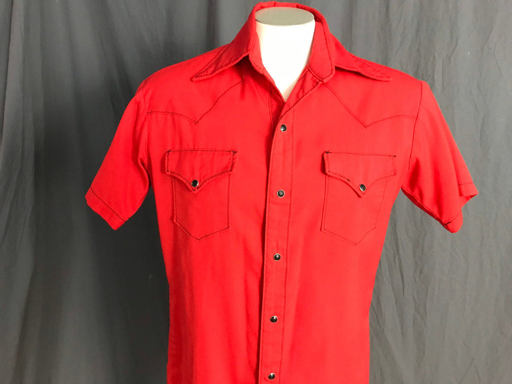 Vintage red and black 1970’s cowboy western shirt M