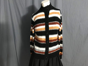 Vintage By Jove brown striped cardigan sweater L