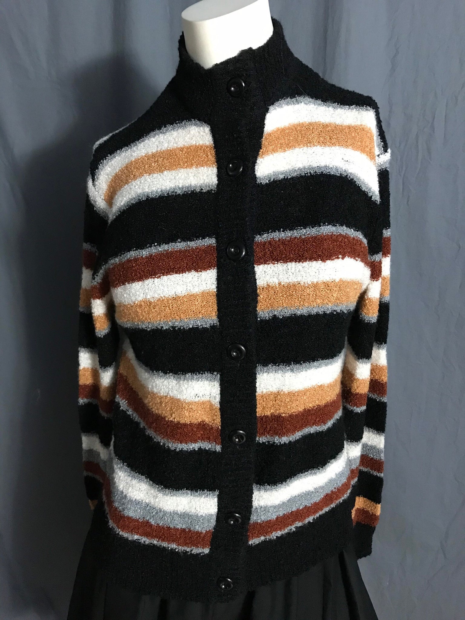 Vintage By Jove brown striped cardigan sweater L