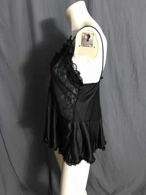 Vintage Texsheen black lace lingerie top L