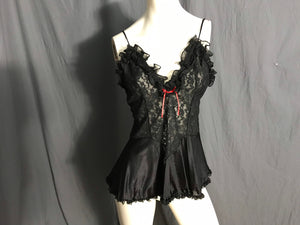 Vintage Texsheen black lace lingerie top L