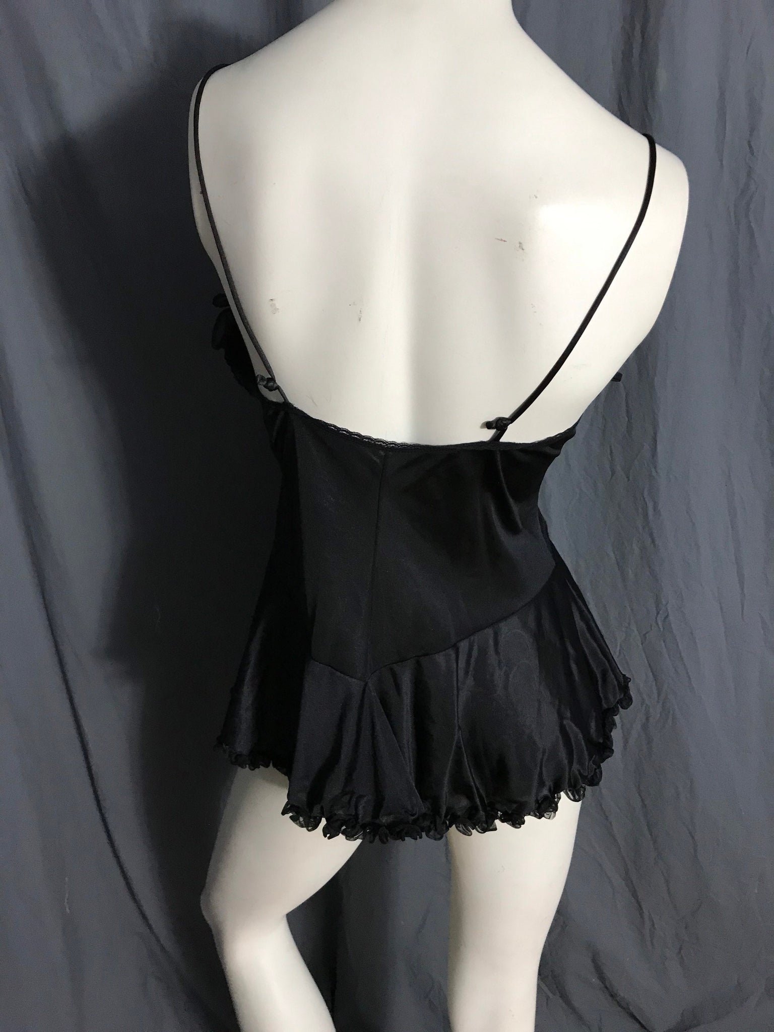 Vintage Texsheen black lace lingerie top L