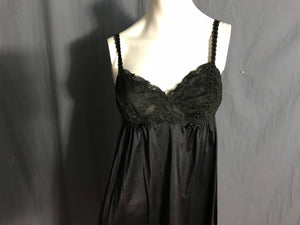 Vintage black lingerie babydoll top nightgown 34