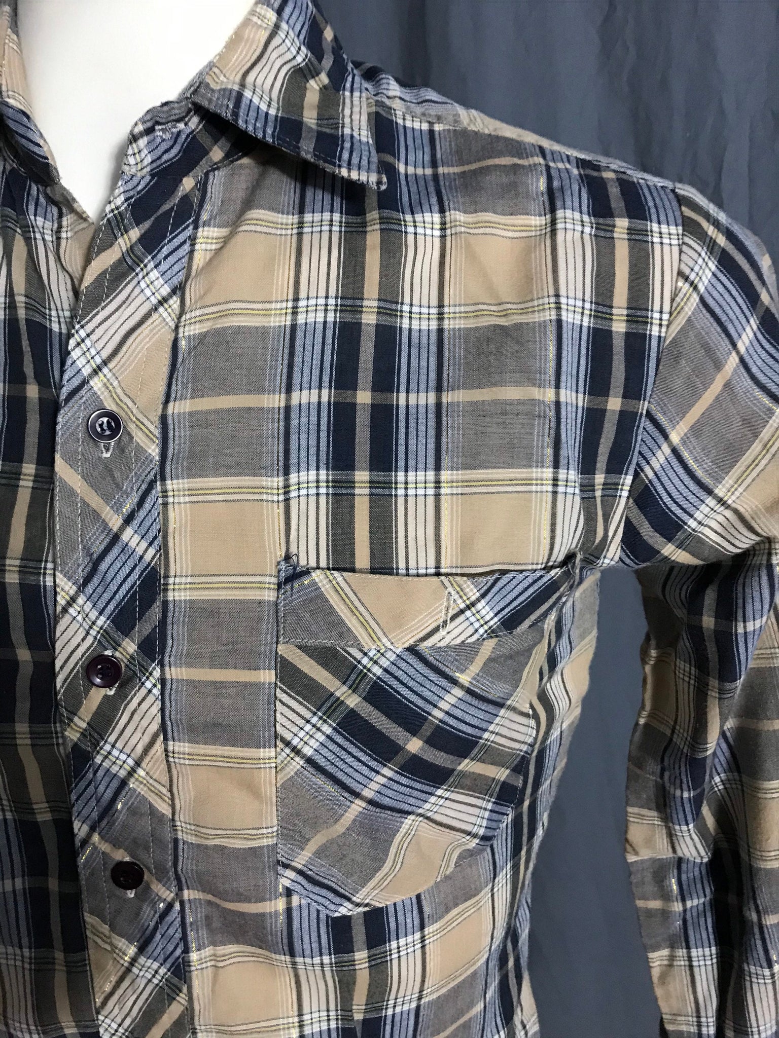 Vintage Wild West plaid 1970’s men’s shirt S