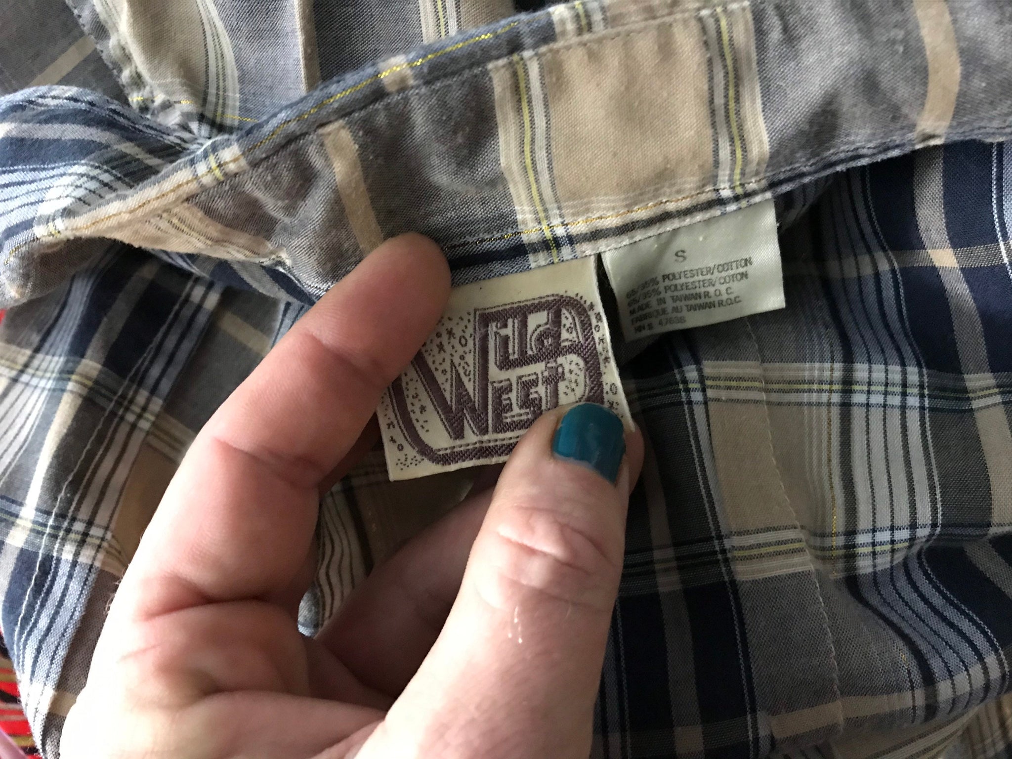 Vintage Wild West plaid 1970’s men’s shirt S