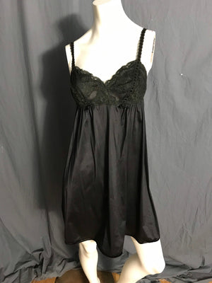 Vintage black lingerie babydoll top nightgown 34