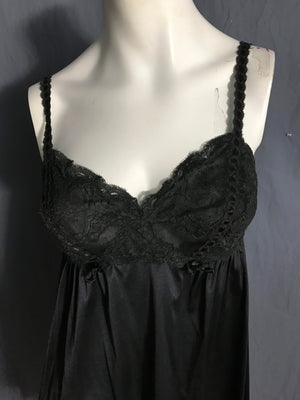 Vintage black lingerie babydoll top nightgown 34