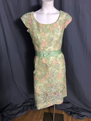 Vintage 1950’s Paul Parnes Parnet green lace dress S