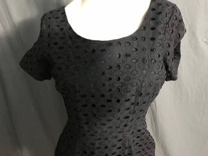 Vintage 1950’s Ricci of Dallas black eyelet fitted dress M