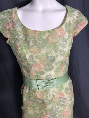 Vintage 1950’s Paul Parnes Parnet green lace dress S