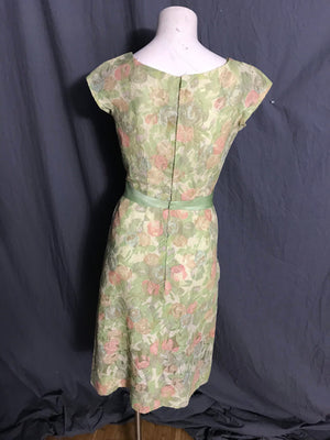 Vintage 1950’s Paul Parnes Parnet green lace dress S