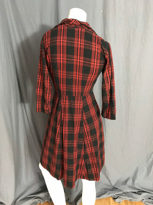 Vintage 1950’s red and black plaid dress S