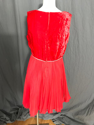 Vintage 1960’s red velvet rhinestone party dress L