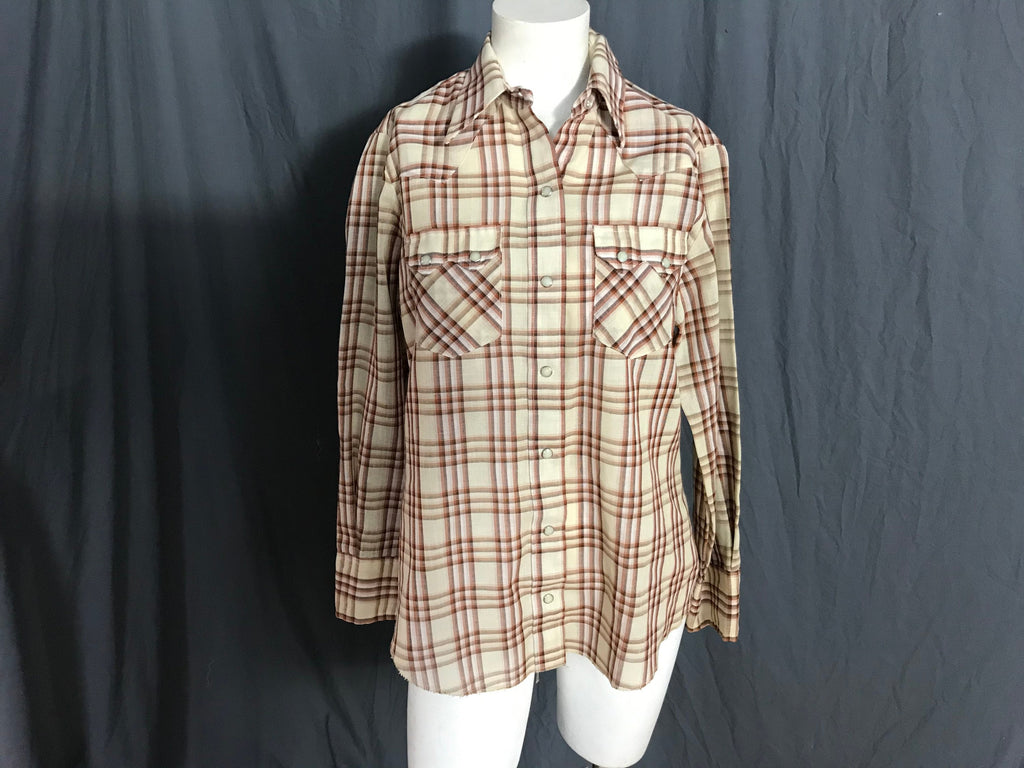 Vintage DC Dee Cee tan western cowboy shirt 36 M