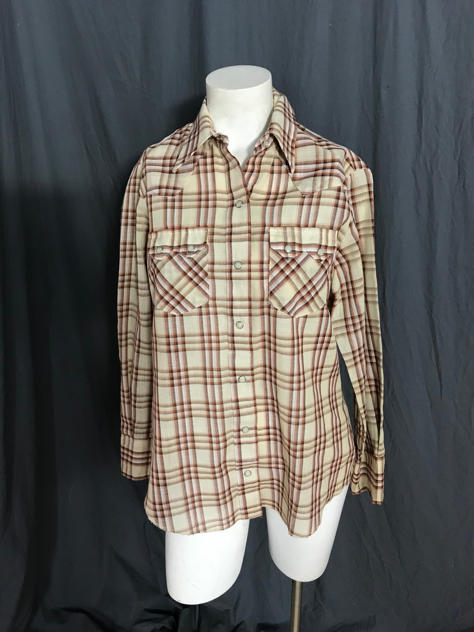 Vintage DC Dee Cee tan western cowboy shirt 36 M