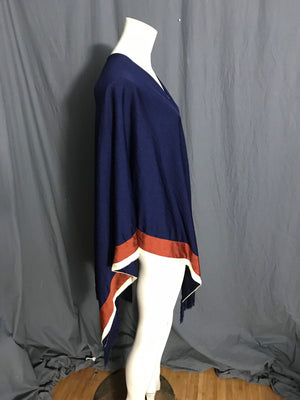 Vintage 1970’s Jantzen blue striped fringe cape shawl